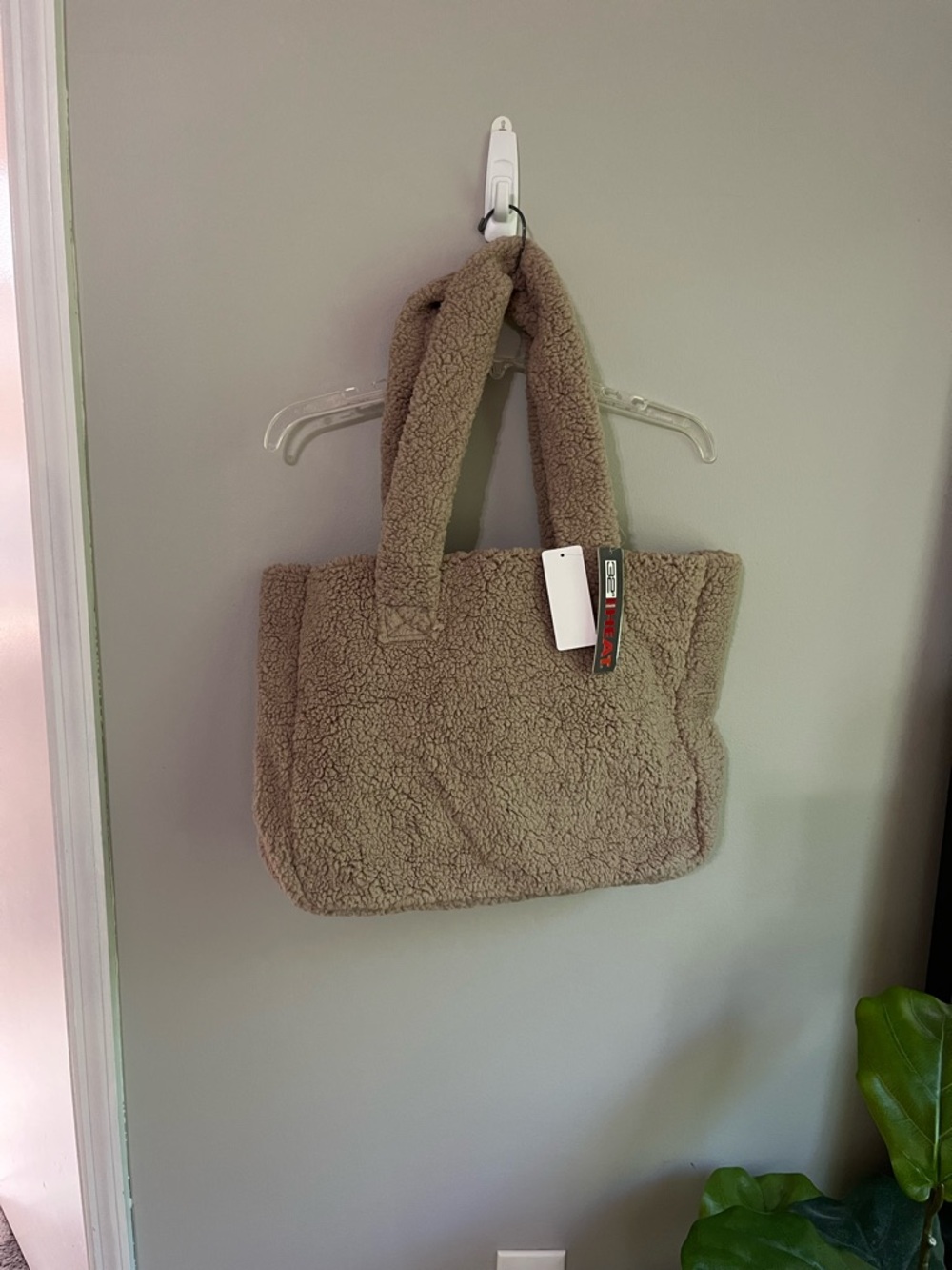 Cozy brown Sherpa Tote Bag - Soft Plush Shoulder Bag NWT